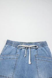 light blue wide-leg jeans