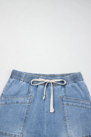 light blue wide-leg jeans