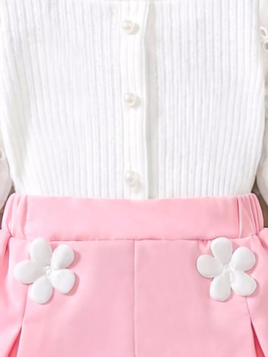 White with Button-down Ribbed Top
