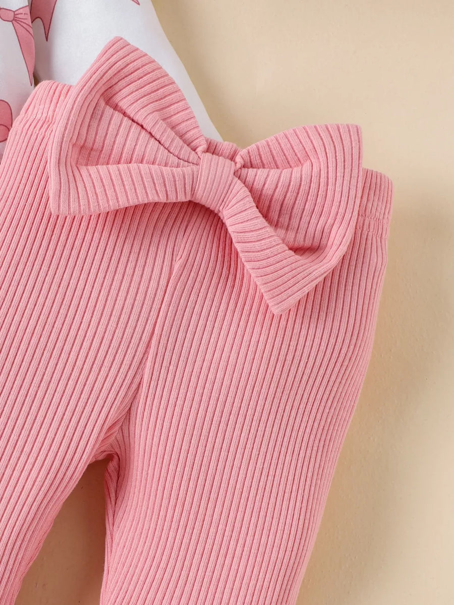 Children's Bow Print Bodysuit And Pants Set option 5