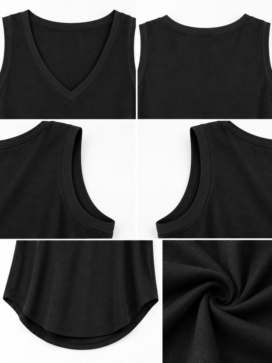 minimalist tank top in Yellow with v-neck