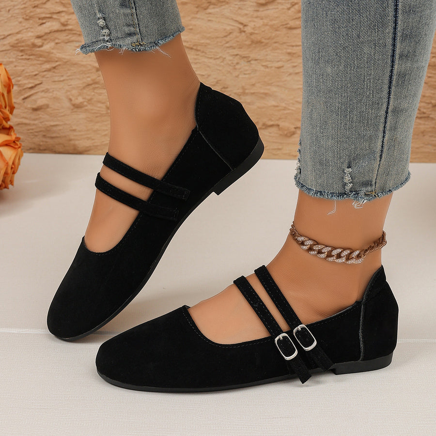 black Mary Jane flats