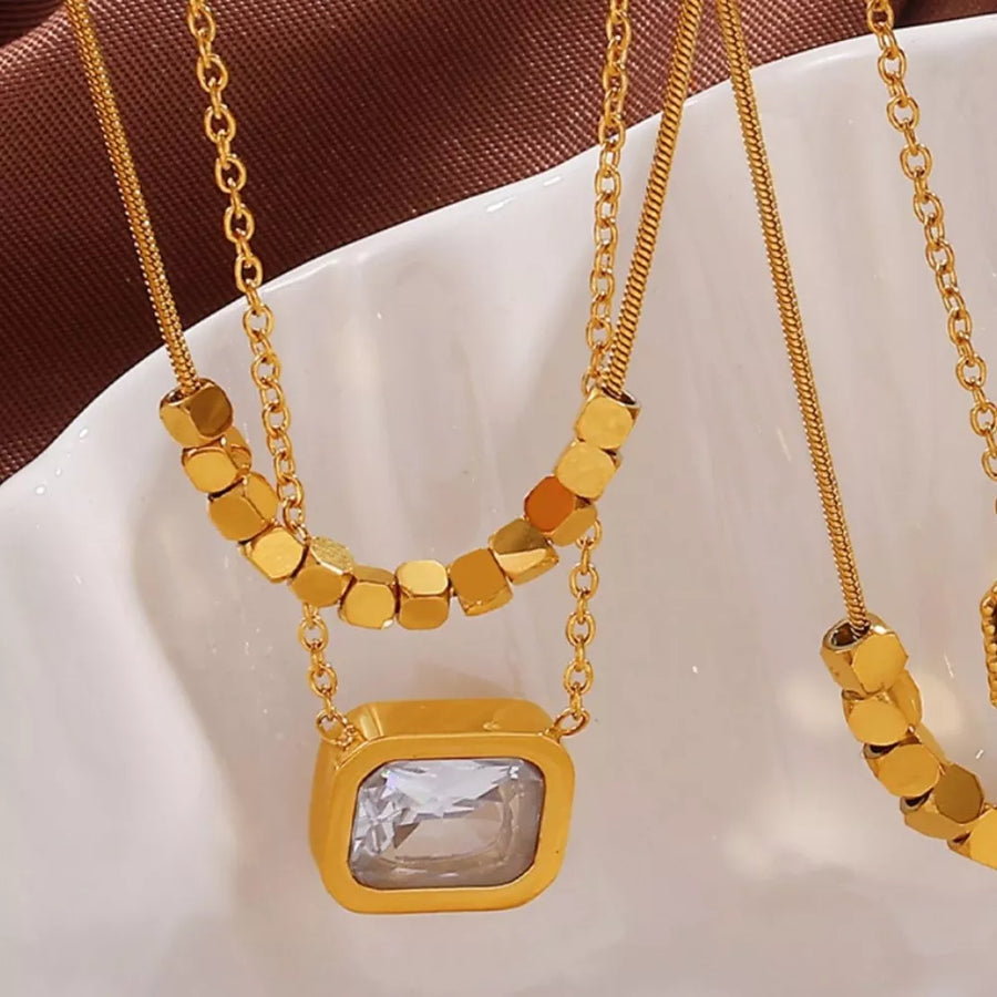 18k Gold-plated Pendant Necklace in Black