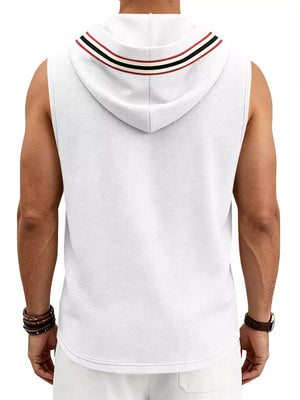 athleisure vest in Light Gray with hooded