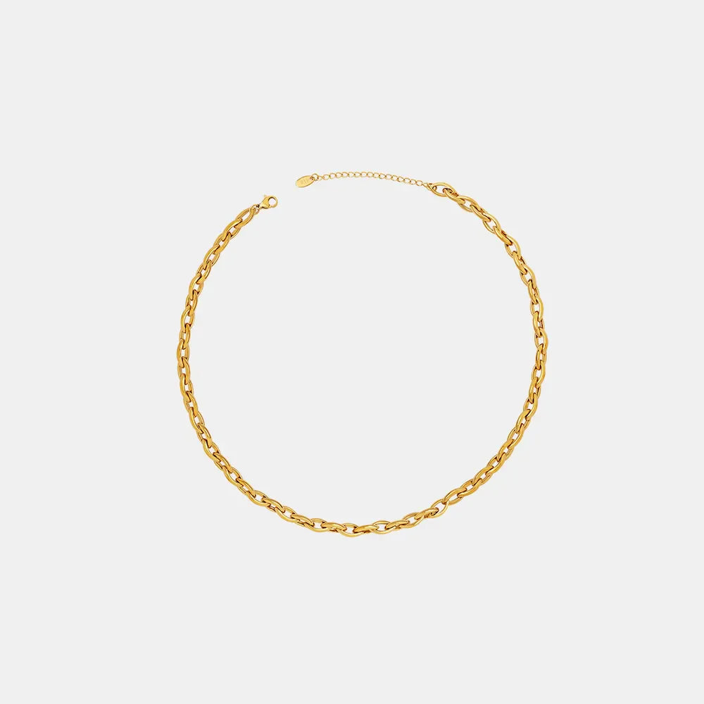 Chunky gold-tone oval link necklace with adjustable chain