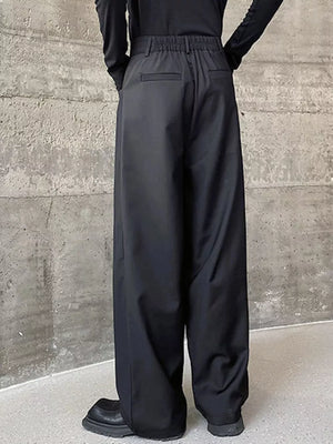 Black with Men's Pleated Wide-leg Pants