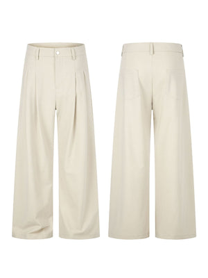 Apricot wide-leg pants with full-length and button, zip-front