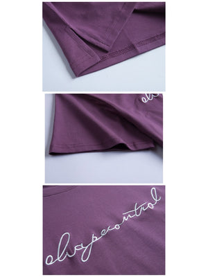 Purple regular t-shirt with round neck