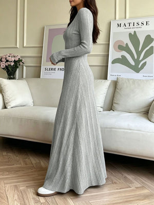 100% polyester Care instructions: Machine wash cold sweater dress in Gray with fitted silhouette