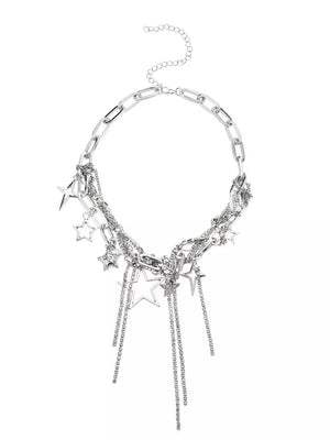 Chunky Chain Star Tassel Necklace Alloy Silver option 5