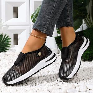 Breathable Mesh Slip-ons in Beige with mesh upper