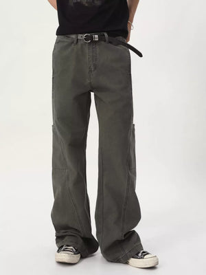 Army Green pants with full-length and zip-front