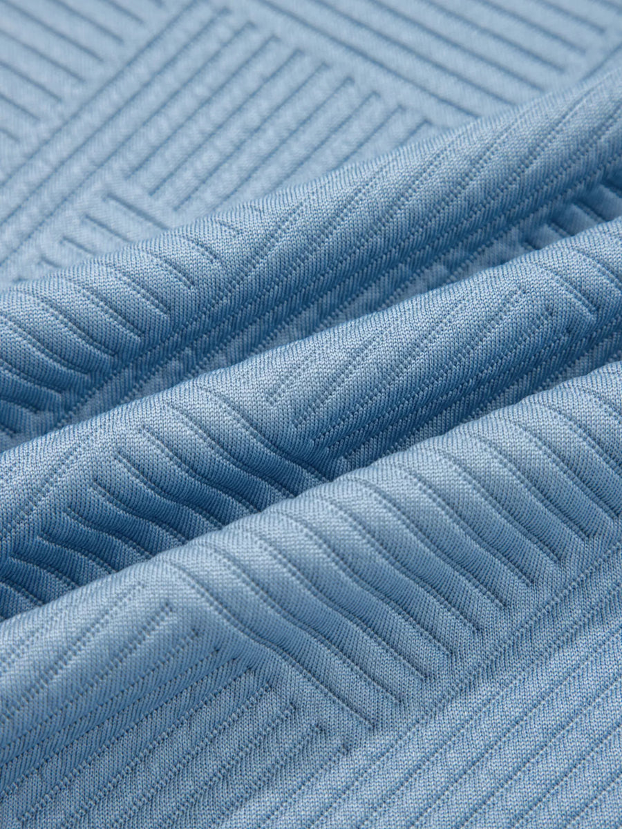 Light Blue Textured Drawstring Two-Piece Set