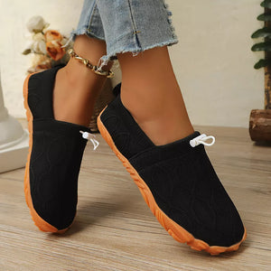 Gray flats with full-length and drawstring