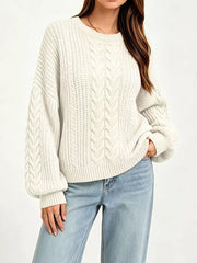 classic pullover sweater in blush pink with round neck