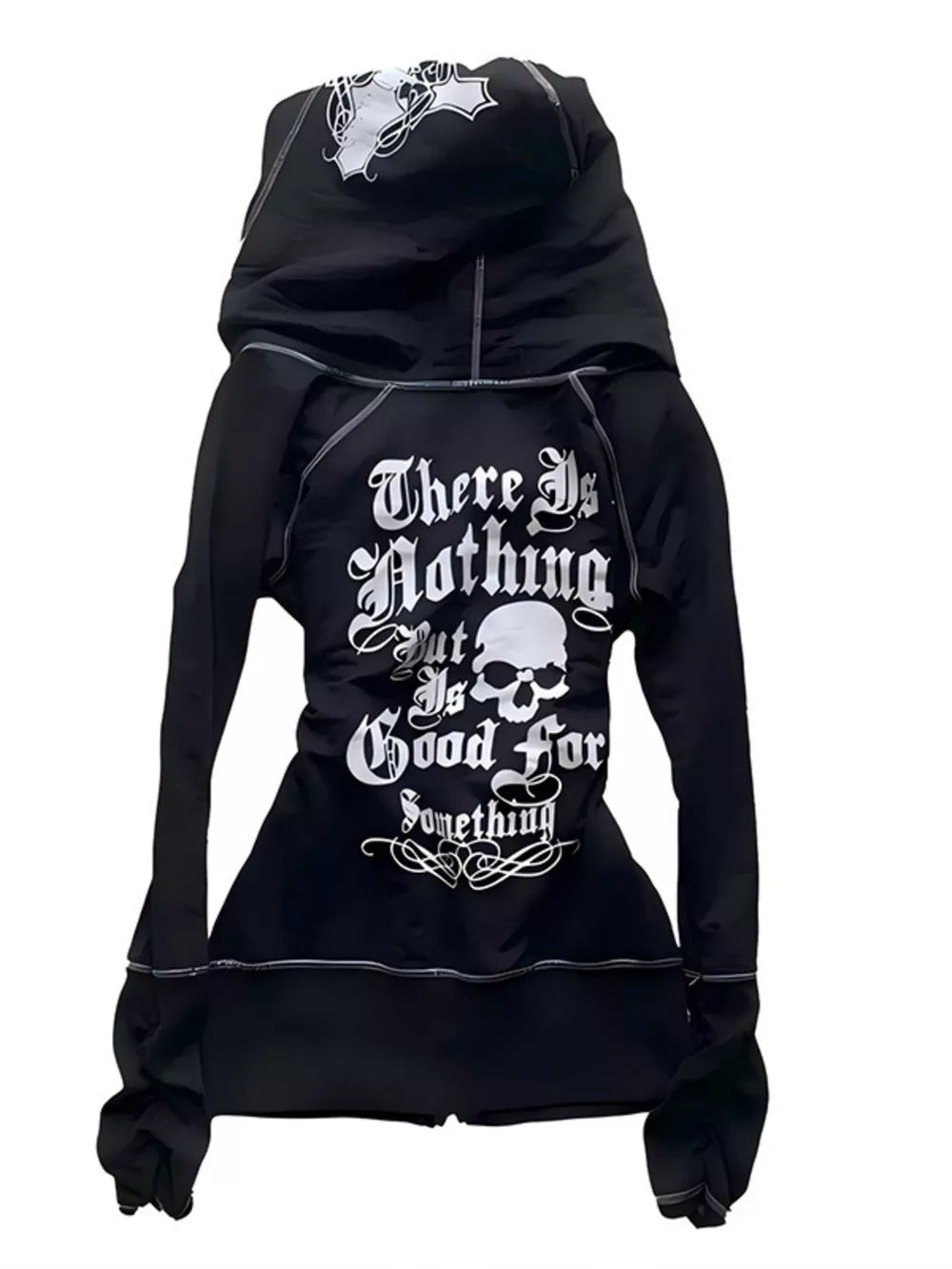 zip hoodie in white with leopard-print and pocketed