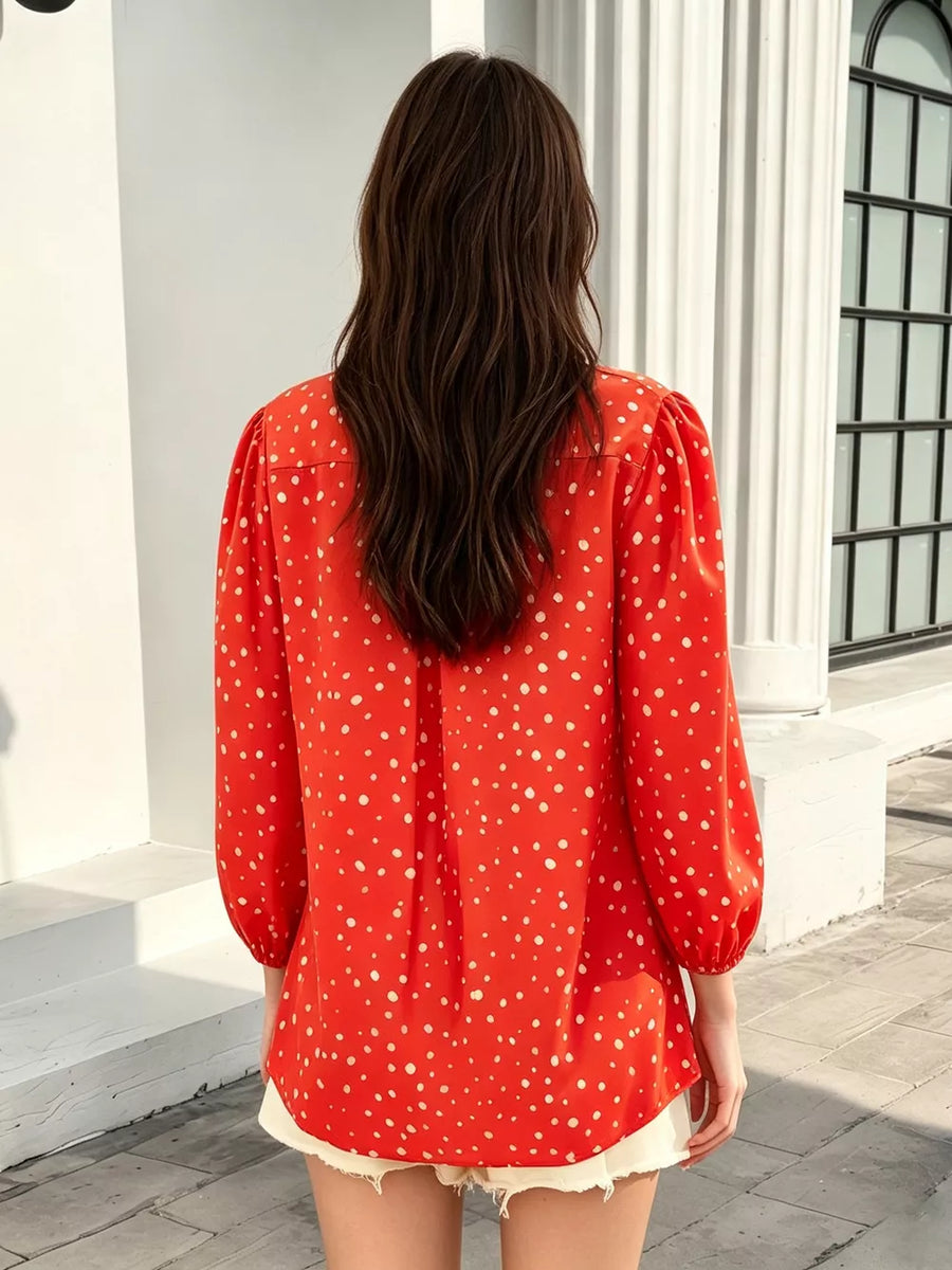 Polka Dot Puff Sleeve Shirt option 7