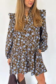 100% viscose Care instructions: Machine wash cold shirt dress in Dark Brown with A-line silhouette