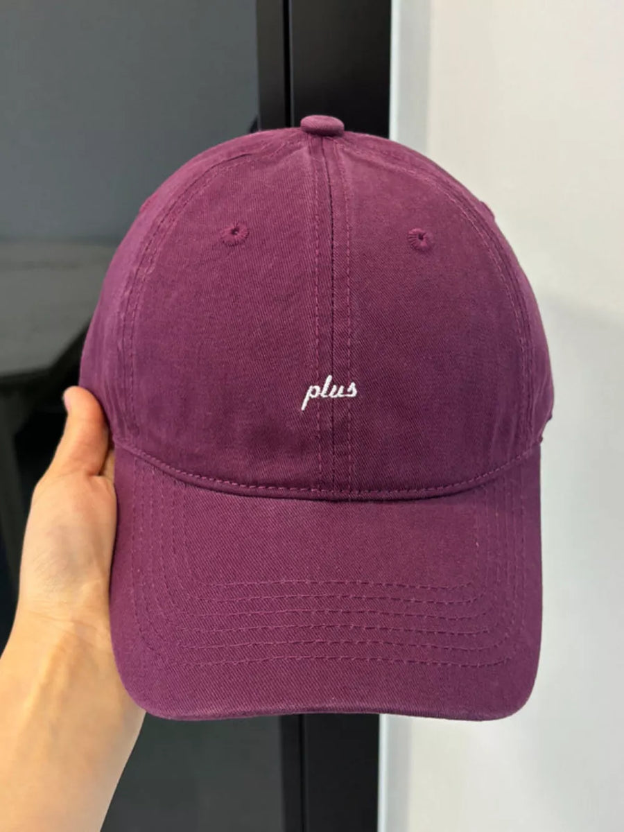 Sauce purple baseball cap with white embroidered "plus" detail