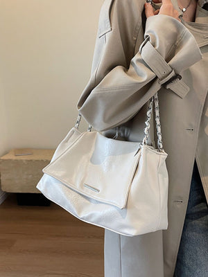 Medium Chain Strap Shoulder Bag in ivory with chain strap