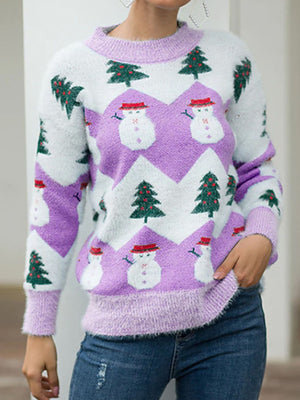 pullover sweater featuring novelty print in Red with 100% polyester Care instructions: Machine wash cold texture