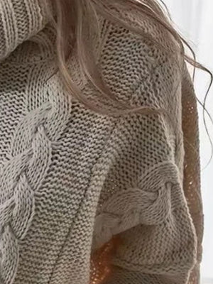 Rice White turtleneck sweater featuring cable-knit and cable knit