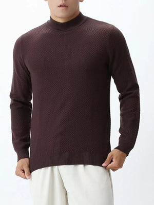 beige regular mock neck sweater with mock neck