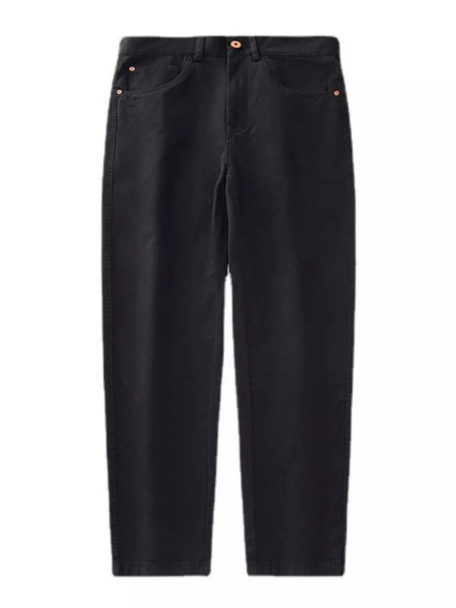 Black cotton pants with a relaxed fit and casual style