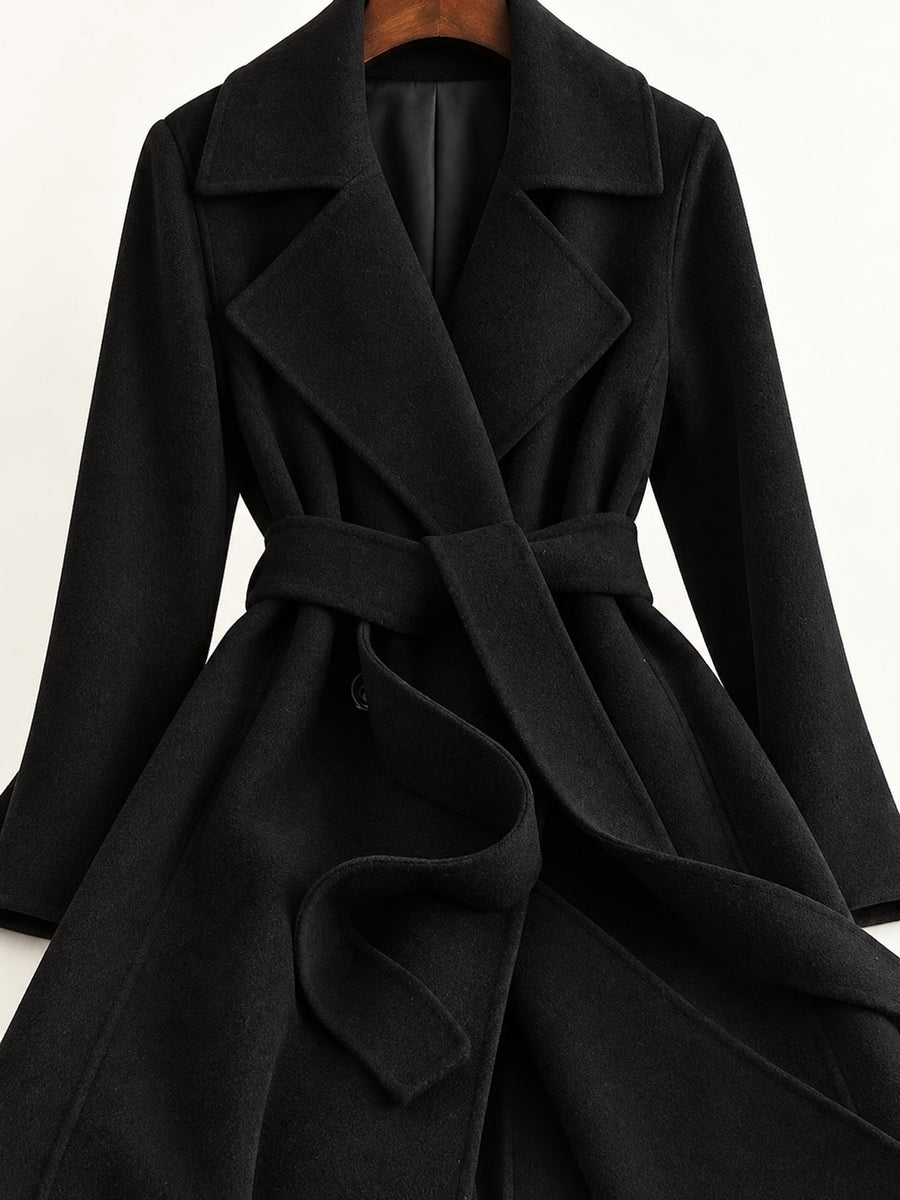 classic wool coat in Camel with notch lapel