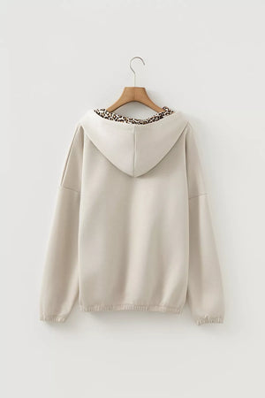 Beige pullover hoodie with hip-length and pullover