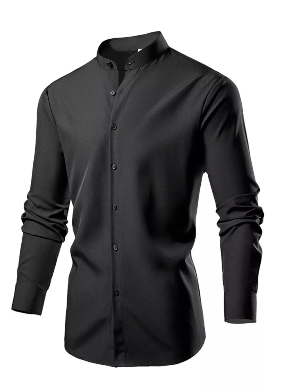 Button-down Slim Fit Long-sleeve Top in Military Green