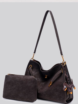 Decorative Buckle Crossbody Bag in Dark Brown