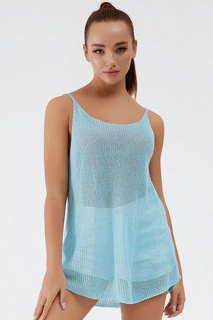 Vonili Ribbed Knit Scoop-Back Cami in Gray