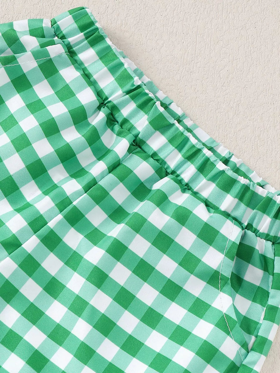 Children's Frog T-shirt And Plaid Shorts Set option 5