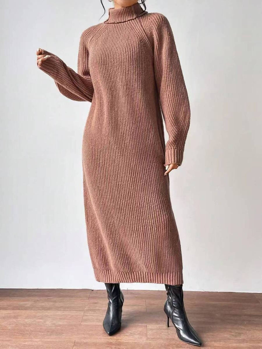Camel sweater dress with midi and pullover