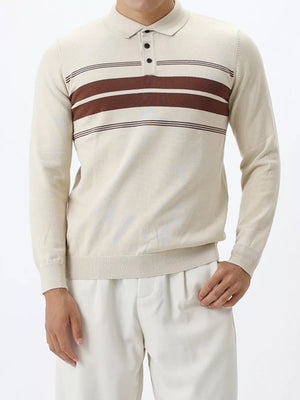 white polo shirt with ribbed cuffs and long sleeve