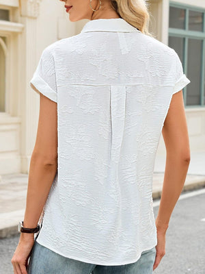 Short Sleeve Button-Down Shirt in Pink