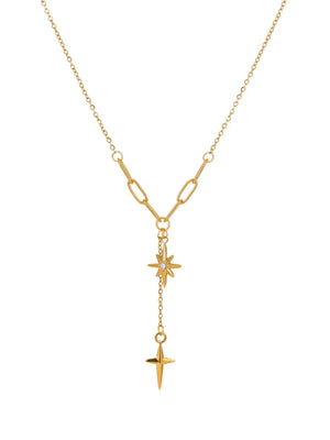 necklace in Gold with star and cross pendant and pendant