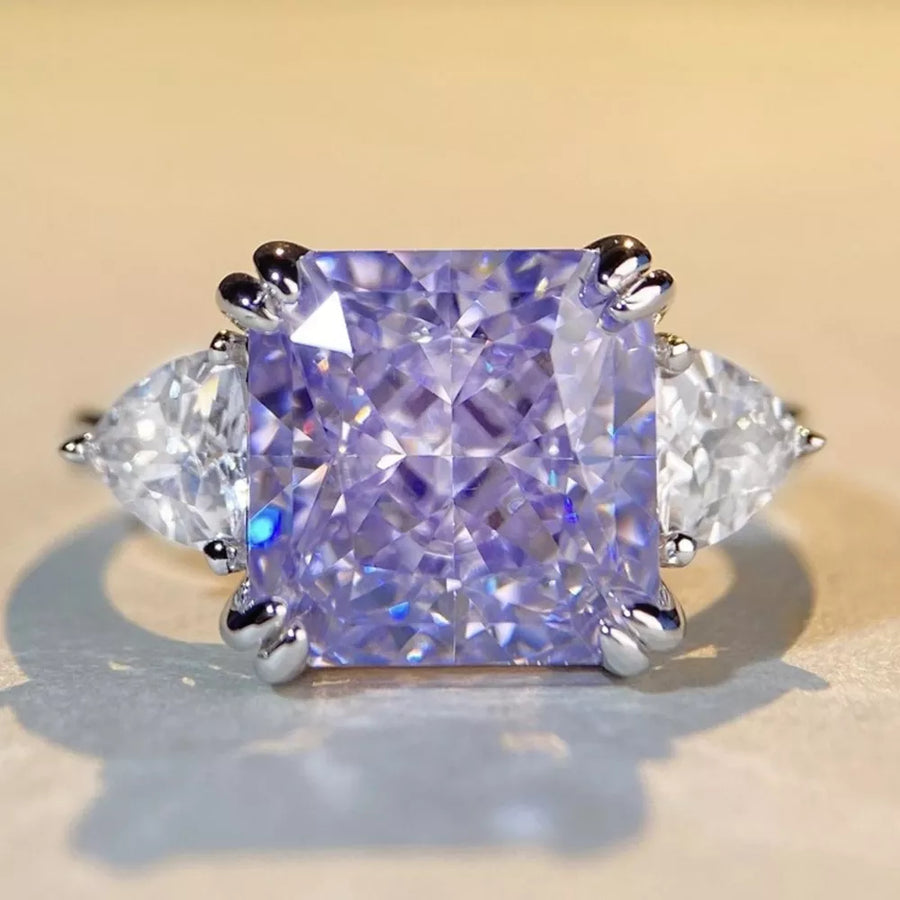 ring featuring geometric in Pink Purple with 925 sterling silver,Zircon Care instructions: Avoid wearing during exercise, as
