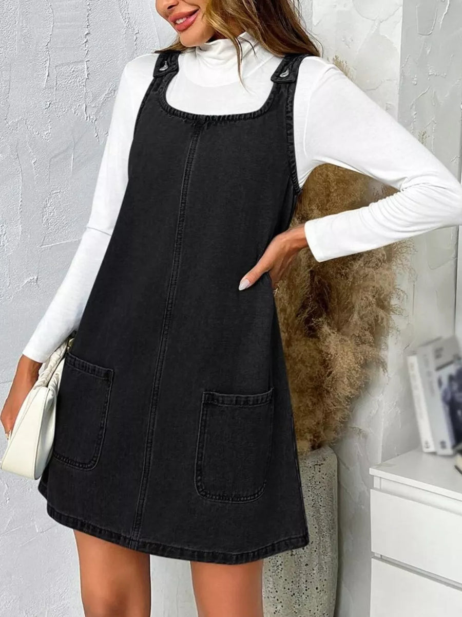Dark Blue A-line mini dress with scoop neck