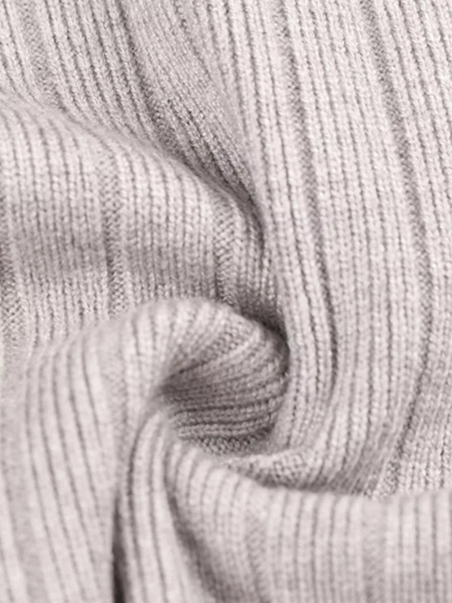 Men's Plus Size Long Sleeve Textured Knit Sweater in Light Gray