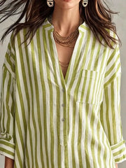 shirt dress featuring striped in Blue with 100% polyester Care instructions: Machine wash cold texture