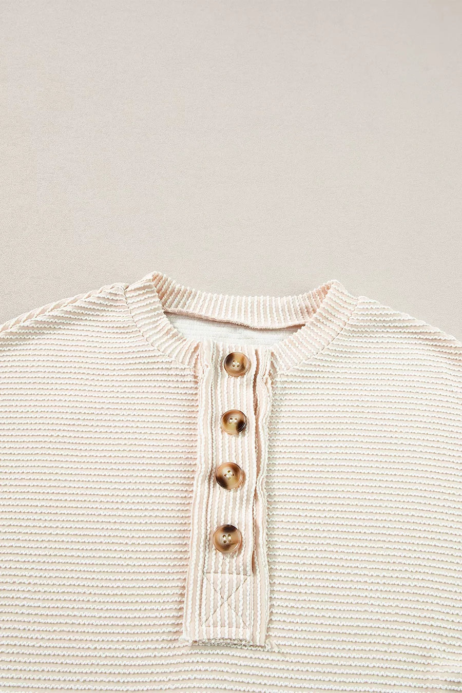 Corded Texture Lantern Sleeve Henley Sweatsuit option 10