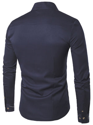 95%cotton, 5%spandex Care instructions: Machine wash cold button-down shirt in Navy with slim silhouette