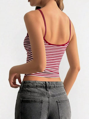 Blue with Striped Scoop Neck Cami