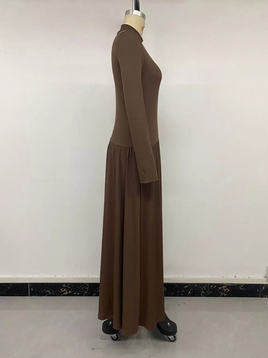 Mock Neck Long Sleeve Midi Dress option 10