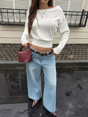 minimalist one-shoulder top in white with one-shoulder