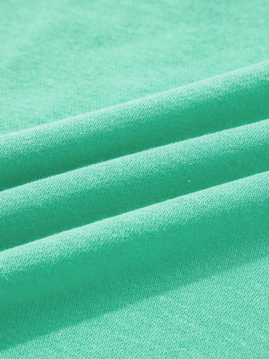 mint green sweatshirt with ribbed cuffs and long sleeve