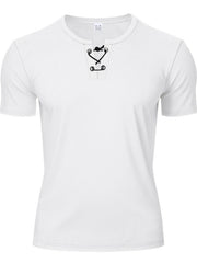 White cotton t-shirt for men with V-neck and black lace-up detail.