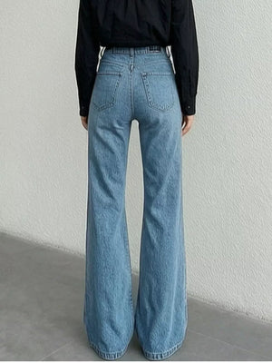 Light Blue with High-waisted Bootcut Jeans